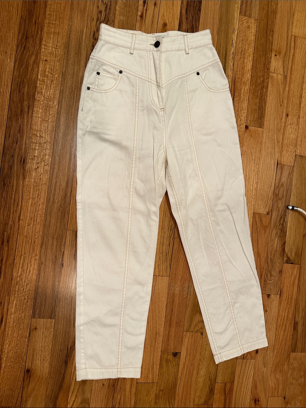 Shona Joy Contrast Stitch White Jeans